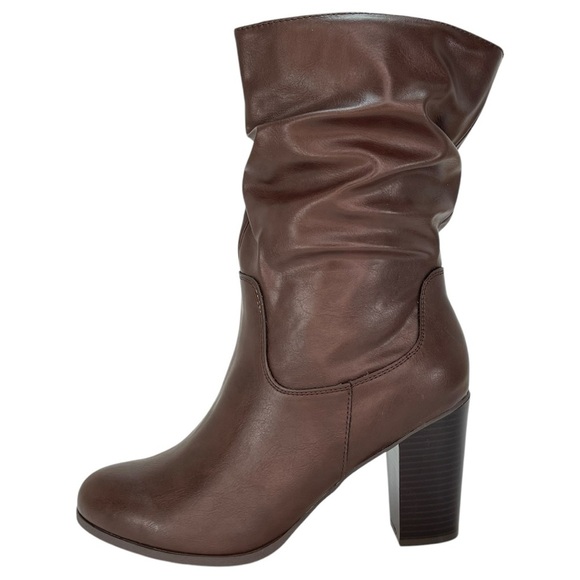 Style & Co. Saraa Chocolate Faux Leather Ruched Womens Booties Size 6M - Picture 4 of 13
